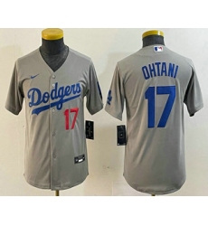 Youth Los Angeles Dodgers #17 Shohei Ohtani Number Grey Stitched Cool Base Nike Jersey