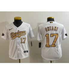 Youth Los Angeles Dodgers #17 Shohei Ohtani Number White 2022 All Star Stitched Flex Base Nike Jersey