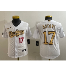 Youth Los Angeles Dodgers #17 Shohei Ohtani Number White 2022 All Star Stitched Flex Base Nike Jerseys