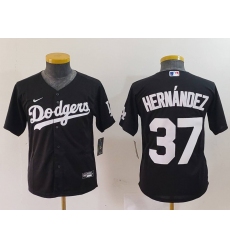 Youth Los Angeles Dodgers #37 Teoscar Hernandez Black Cool Base Stitched Jersey