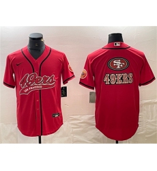 Men's San Francisco 49ers Red Team Big Logo With Cool Base Stitched Baseball Jersey