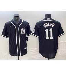 Men's New York Yankees #11 Anthony Volpe Black White Cool Base Stitched Jersey