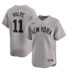 Men's New York Yankees #11 Anthony Volpe Gray 2024 Away Limited Cool Base Stitched Baseball Jersey