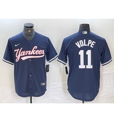 Men's New York Yankees #11 Anthony Volpe Navy Cool Base Stitched Baseball Jersey