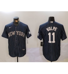 Men's New York Yankees #11 Anthony Volpe Navy Pinstripe Fashion Cool Base Jersey