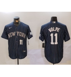 Men's New York Yankees #11 Anthony Volpe Navy Pinstripe Fashion Cool Base Jerseys