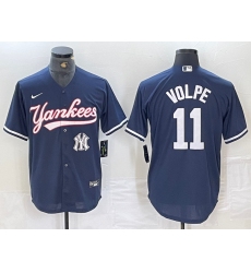 Men's New York Yankees #11 Anthony Volpe Navy With Cool Base Stitched Baseball Jersey