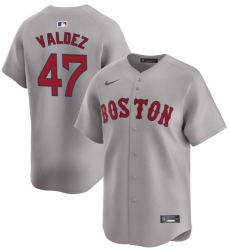 Men's Boston Red Sox #47 Enmanuel Valdez Gray Cool Base Stitched Baseball Jersey