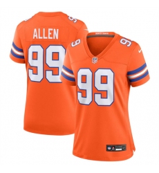 Women's Denver Broncos #99 Zach Allen Orange Mile High Collection 1977 Throwback Stitched Jersey(Run Small)