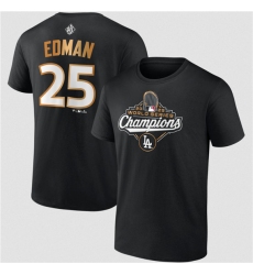 Men's Los Angeles Dodgers #25 Tommy Edman Black 2025 World Series Champions Name & Number T-Shirt