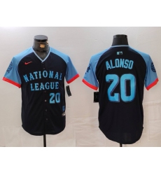 Men's New York Mets #20 Pete Alonso Number Navy 2024 All Star Limited Stitched Jersey