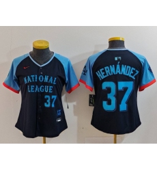 Women's Los Angeles Dodgers #37 Teoscar Hernandez Number Navy 2024 All Star Limited Stitched Jersey