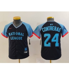 Youth Milwaukee Brewers #24 William Contreras Number Navy 2024 All Star Limited Stitched Jersey