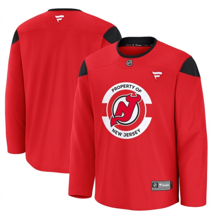 Men's New Jersey Devils Red 2024-25 Team Practice Stitched Hockey Jersey