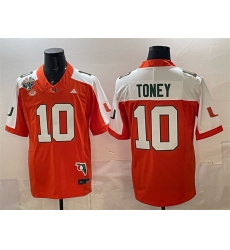 Men's Miami Hurricanes #10 Malachi Toney Orange Alternate F.U.S.E. Fiesta Bowl Champions & Florida Patch Stitched Football Jersey