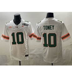 Men's Miami Hurricanes #10 Malachi Toney White F.U.S.E. 2026 & Florida Patch Stitched Football Jersey