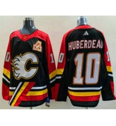 Men's Calgary Flames #10 Jonathan Huberdeau Black 2022 Reverse Retro Stitched Jersey