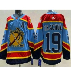 Men's Florida Panthers #19 Matthew Tkachuk Blue 2022 Reverse Retro Authentic Jersey