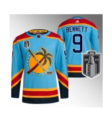 Men's Florida Panthers #9 Sam Bennett Blue 2023 Stanley Cup Final Reverse Retro Stitched Jersey