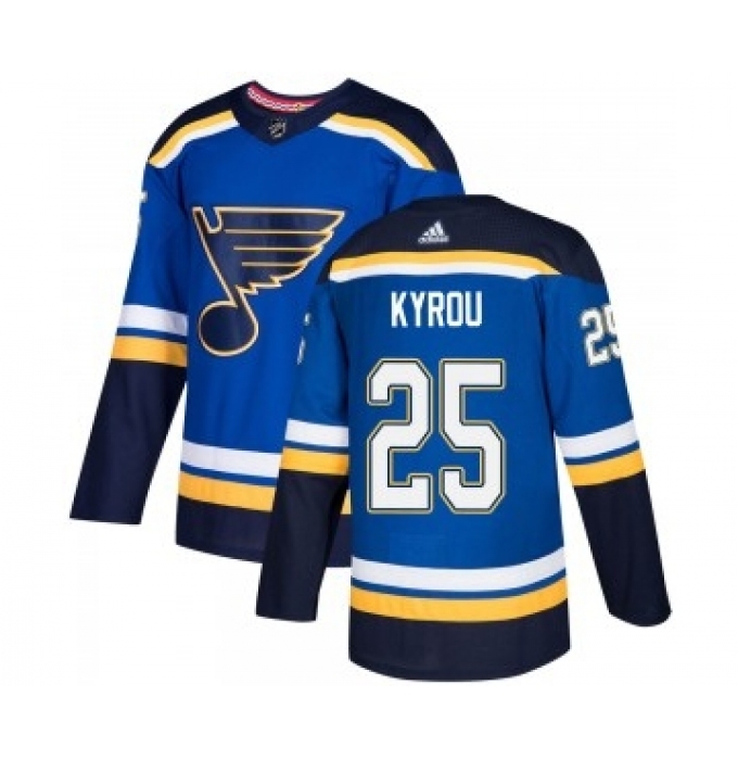 Men's St. Louis Blues #25 Jordan Kyrou Blue Home Official Adidas Jersey