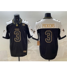 Men's Dallas Cowboys #3 George pickens Black Gold 2025 F.U.S.E. 94 Marshawn Kneeland Memorial Vapor Limited Stitched Football Jersey