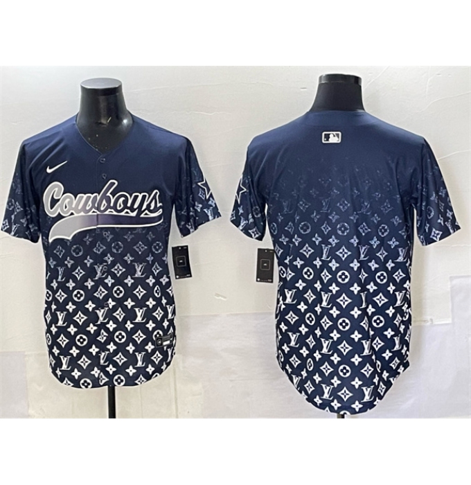 Men's Dallas Cowboys Blank Navy Limited Stitched Baseball Jersey