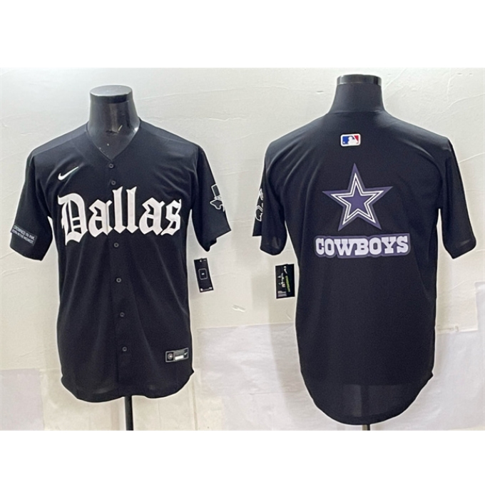 Men's Dallas Cowboys Team Big Logo Black 'Gothic Lone Star Edition' Limited Stitched Baseball Jersey