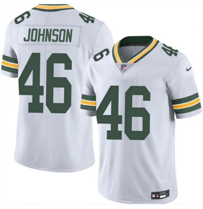 Men's Green Bay Packers #46 Amar Johnson White 2025 Vapor Untouchable Limited Football Stitched Jersey