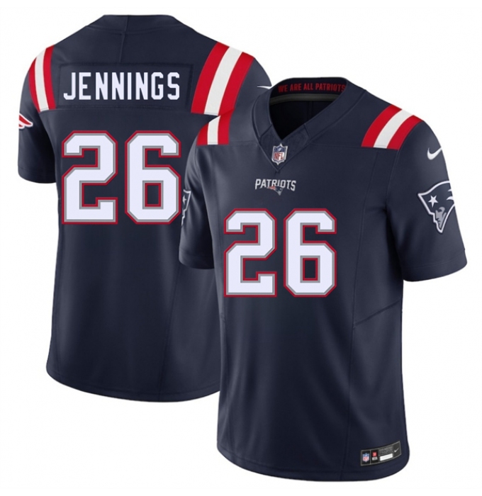 Men's New England Patriots #26 Terrell Jennings Navy 2025 F.U.S.E. Vapor Limited Stitched Jersey