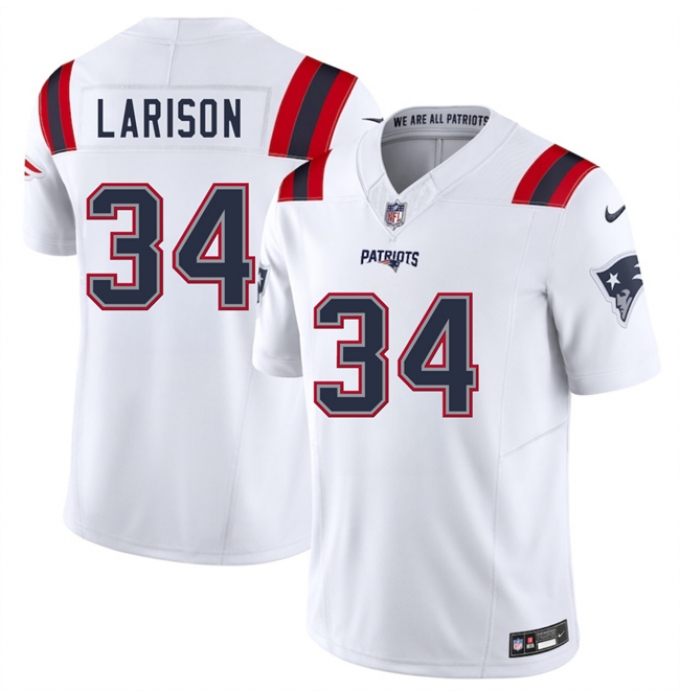 Men's New England Patriots #34 Lan Larison White 2025 F.U.S.E. Vapor Limited Stitched Jersey