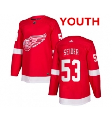 Youth Detroit Red Wings #53 Moritz Seider Red Home Hockey Stitched NHL Jersey