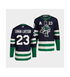 Men's Vancouver Canucks #23 Oliver Ekman-Larsson Navy 2022 Reverse Retro Stitched Jersey