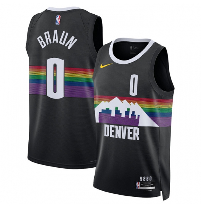 Men's Denver Nuggets #0 Christian Braun Black 2025-26 City Edition Stitched Basketball Jersey