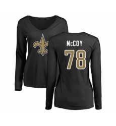 Football Women's New Orleans Saints #78 Erik McCoy Black Name & Number Logo Slim Fit Long Sleeve T-Shirt