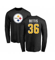 Football Pittsburgh Steelers #36 Jerome Bettis Black Name & Number Logo Long Sleeve T-Shirt