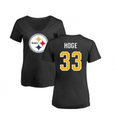 Football Women's Pittsburgh Steelers #33 Merril Hoge Black Name & Number Logo Slim Fit T-Shirt