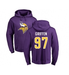 Football Minnesota Vikings #97 Everson Griffen Purple Name & Number Logo Pullover Hoodie