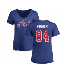 Football Women's Buffalo Bills #84 Jake Fisher Royal Blue Name & Number Logo T-Shirt