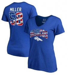 Denver Broncos Von Miller NFL Pro Line by Fanatics Branded Women's Banner Wave Name & Number T-Shirt - Royal