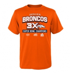 NFL Denver Broncos Super Bowl 50 Champions 3-Time Champs Award Tour T-Shirt - Orange