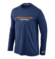 Nike Denver Broncos Authentic Font Long Sleeve NFL T-Shirt - Dark Blue