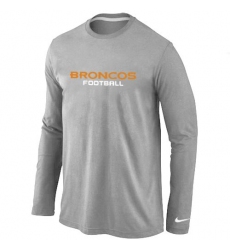 Nike Denver Broncos Authentic Font Long Sleeve NFL T-Shirt - Grey