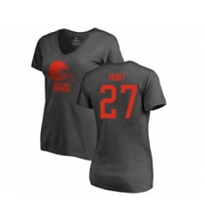 Football Women's Cleveland Browns #27 Kareem Hunt Ash One Color T-Shirt