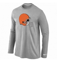 Nike Cleveland Browns Team Logo Long Sleeve NFL T-Shirt - Grey