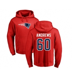 Football New England Patriots #60 David Andrews Red Name & Number Logo Pullover Hoodie