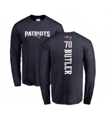 Football New England Patriots #70 Adam Butler Navy Blue Backer Long Sleeve T-Shirt