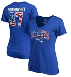 New England Patriots Rob Gronkowski NFL Pro Line by Fanatics Branded Women's Banner Wave Name & Number T-Shirt - Royal