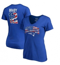 New England Patriots Tom Brady NFL Pro Line by Fanatics Branded Women's Banner Wave Name & Number T-Shirt - Royal