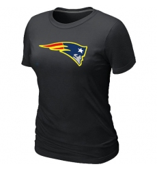 New England Patriots Women's Neon Logo Charcoal NFL T-Shirt - Black