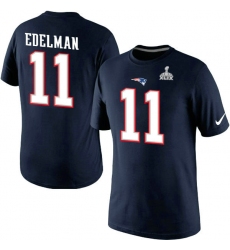 Nike New England Patriots #11 Julian Edelman New Name & Number Super Bowl XLIX NFL T-Shirt - Navy Blue